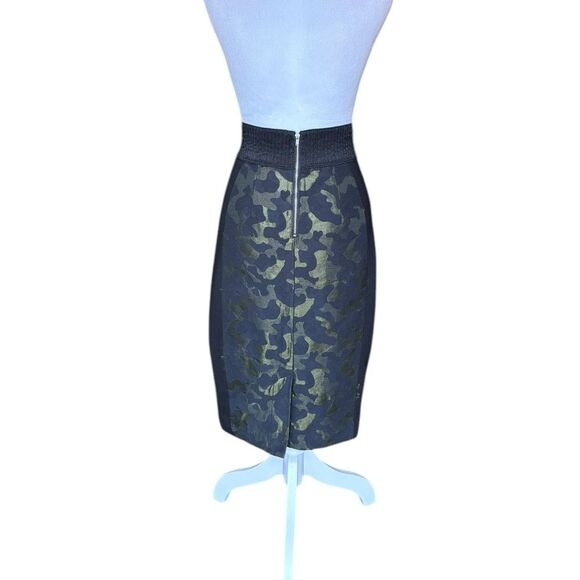 Anthropologie Maeve Camo Pencil Skirt Black Green Jacquard High Waisted  Size 2 - Picture 4 of 15